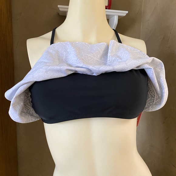 Arizona Aztec Flutter Strappy Back Bikini Top women’s size L Black White - Picture 6 of 8